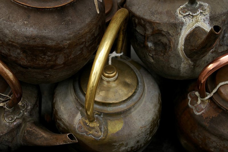 After polishing the copper teapot still shining